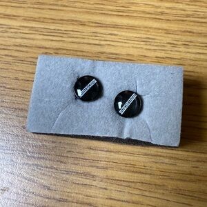 Black Circle Stud Earrings with White Design – Fake Plug/Gauge Style – New